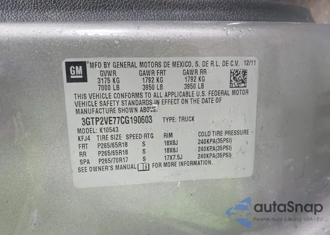 2012 GMC Sierra 1500 Sle from USA, damaged, VIN 3GTP2VE77CG190603